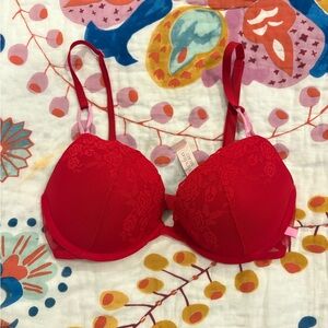 Victoria Secret Sexy Tee Sophia Lace Rose Red Push-Up Bra